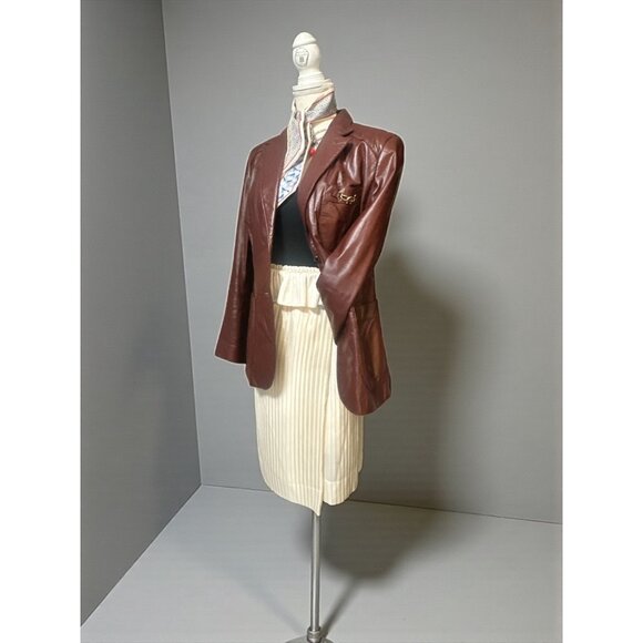 Etienne Aigner Jackets & Blazers - VTG Etienne Aigner Blazer Women M-L Oxblood Leather Notch Collar Jacket 1980s